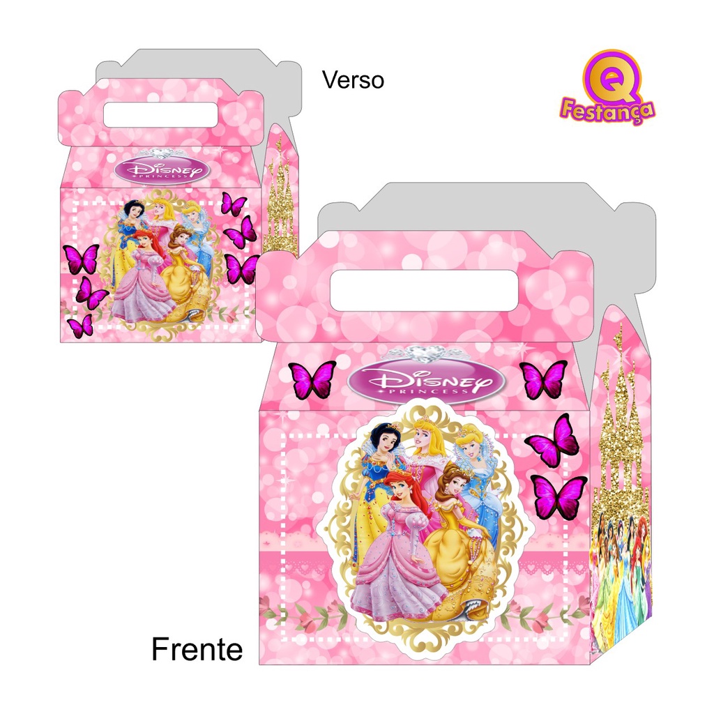 10 Caixas Maleta Princesas da Disney com Personagem e Aplique 3D ...
