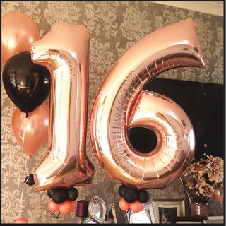 Balão Metalizado Numérico Número 72cm Rose Gold Dourado Prata