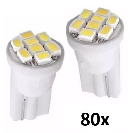 80 Leds Lampada T10 8 Branco Smd Pingo Luz W5w 1026 Automoti