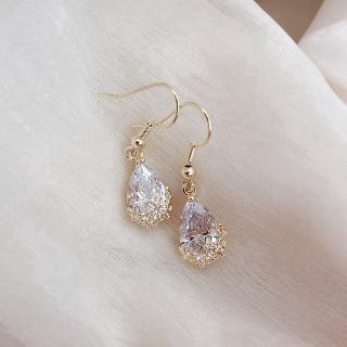 Brincos pendentes elegantes esculpidos em pedra preciosa em forma de gota