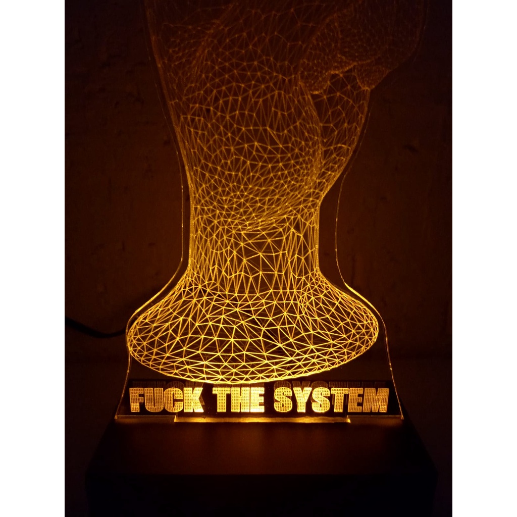 Lumionária Abajur led Fuck The System