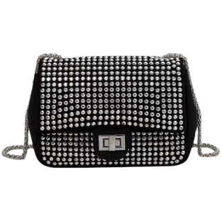 Bolsa quadrada pequena casual fashion diamante crossbody 0835