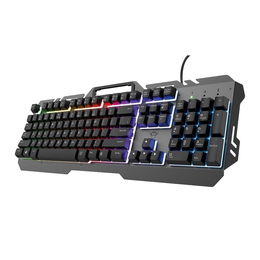 Teclado Gamer Trust GXT 853 Esca Metal Rainbow LED - Resistente e Completo para Alto Desempenho