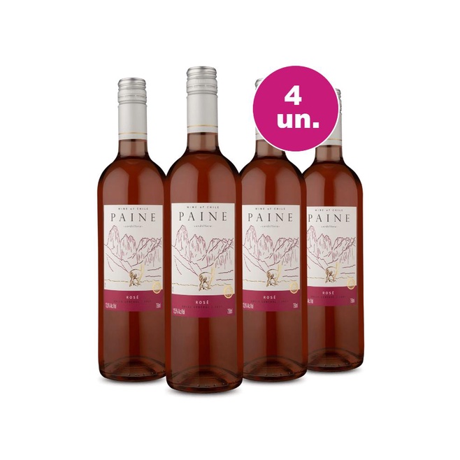 Kit Vinho Rosé Chileno Paine Rosé 2021 750ml 4 Garrafas