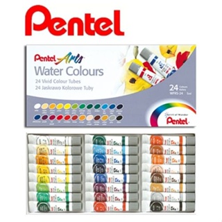 Tinta Aquarela Pentel Cores-water Colours 24 Cores-5ml em Oferta na Shopee