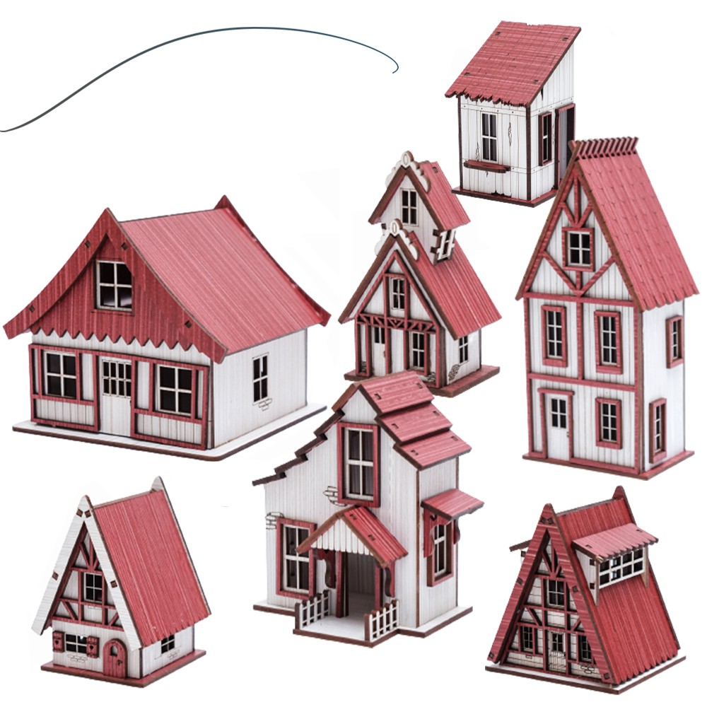 Casinhas Enfeite Jardim Kit Coleção miniaturas 7 Peças
