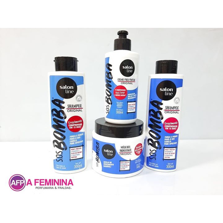 Kit Salon Line Sos Original C 4 Itens Shampoo Condicionador Creme De Pentear Mascara 500g Shopee Brasil