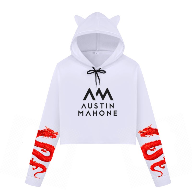 Blusa Cropped de Moletom Feminino Manga Dragão Austin Mahone A379
