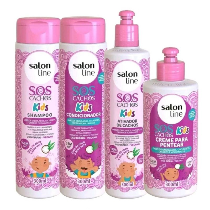 Kit Salon Line S O S Kids Infantil Cachos Shampoo Condicionador Creme Ativador Shopee Brasil