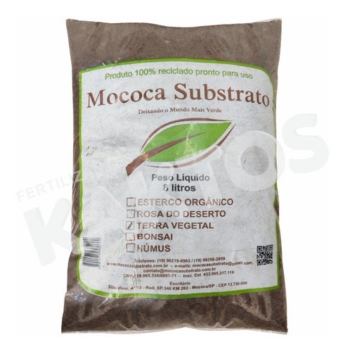 Terra Vegetal Orgânica Adubada 5 Kg - Horta Plantas Flores