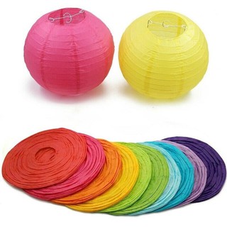 Kit 5 Luminárias Bola Balao Japonesa Chinesa Oriental Lanterna Papel Cores 20 cm Decoração Festa