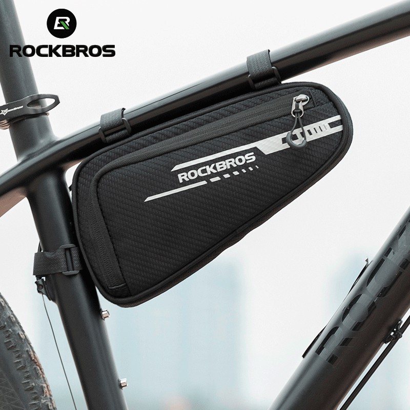 ROCKBROS Saco Triangular De Bicicleta À Prova D'água 1.2L De Estrutura De Tubo MTB Refletivo De Ciclismo De Estrada