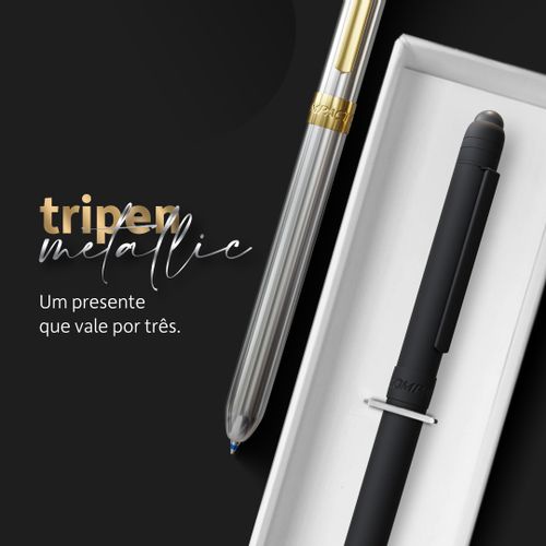 Caneta 3 Em 1 Tripen Metallic Compactor - Garantia De 1 Ano