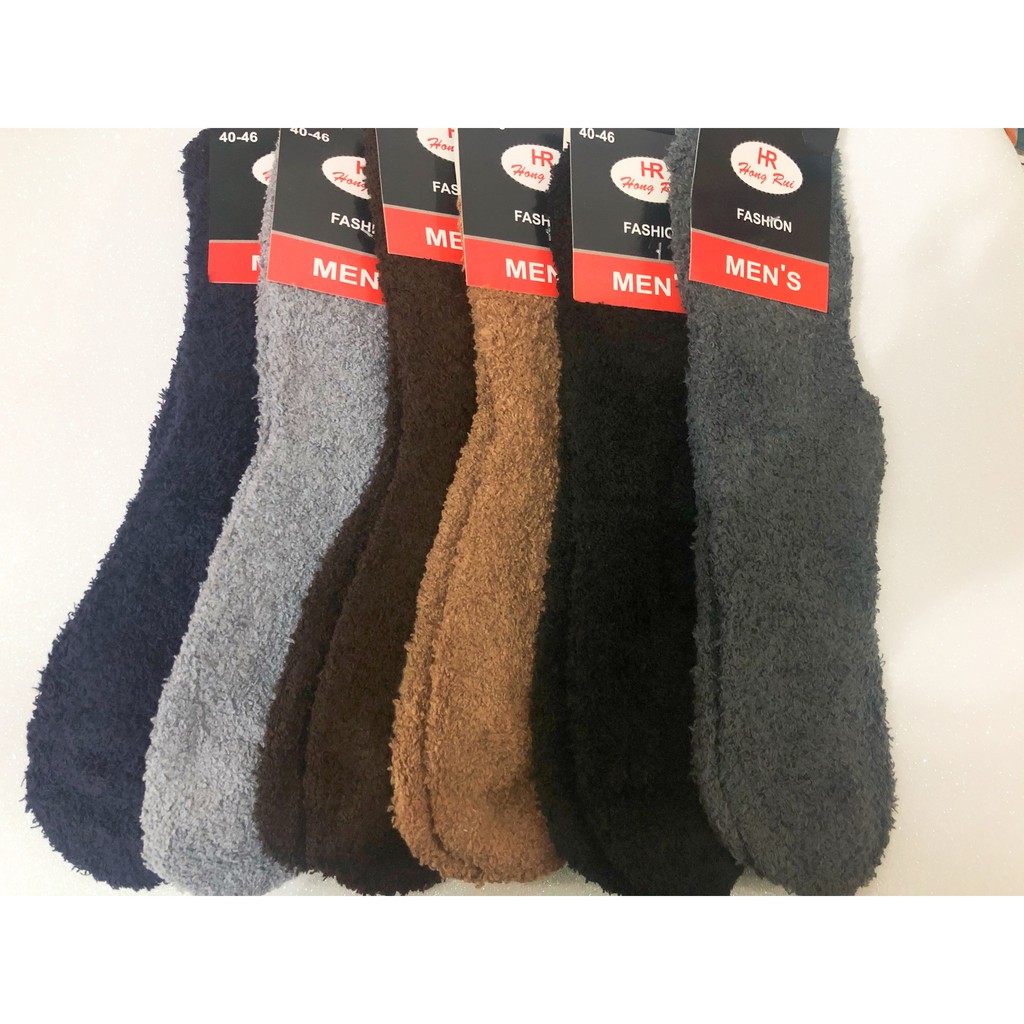 Meias masculinas grossas e macias de coral quente em Oferta na Shopee