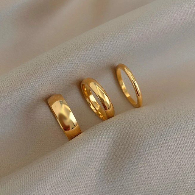 Aliança de Casamento noivado 2MM 4MM 6MM banhado Ouro 24k Tradicional (1 Unidade)