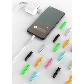 KIT com 4 cabos de silicone espiral protetor para carregador e fone de ouvido