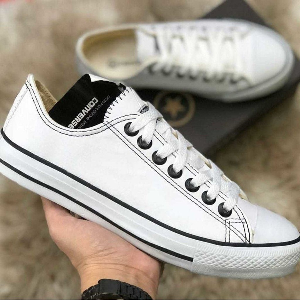 all star couro branco e vermelho