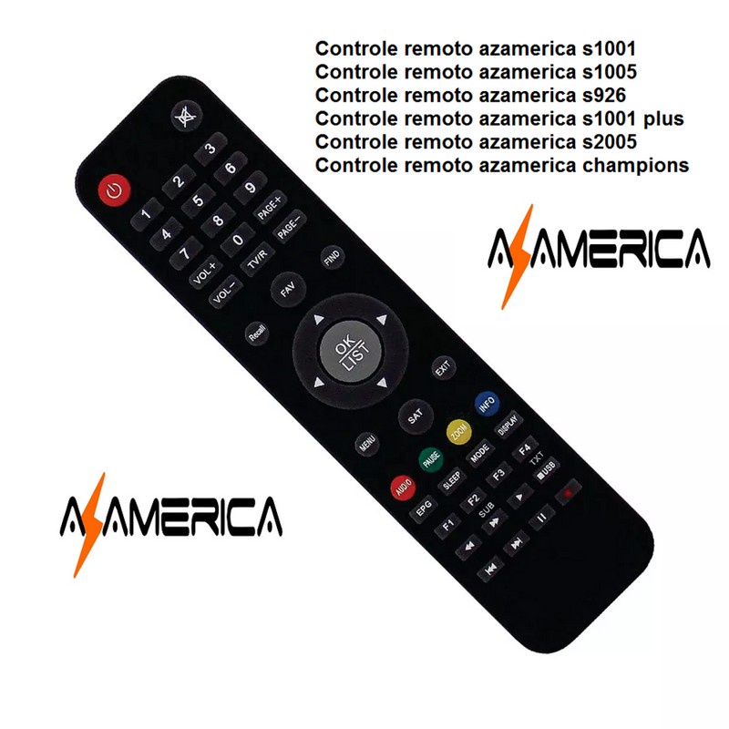 Controle remoto receptor azamerica S1001 HD ENVIO 24HRS | Shopee Brasil