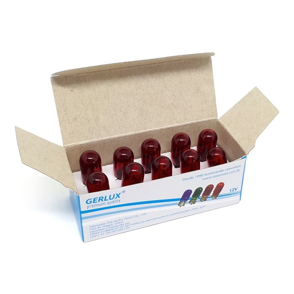 10 Lâmpadas T10 Esmagada Vermelha Pingo Inmetro Barato Custo Benefício Lanterna Meia Luz Farolete Luz de Presença em Oferta na Shopee