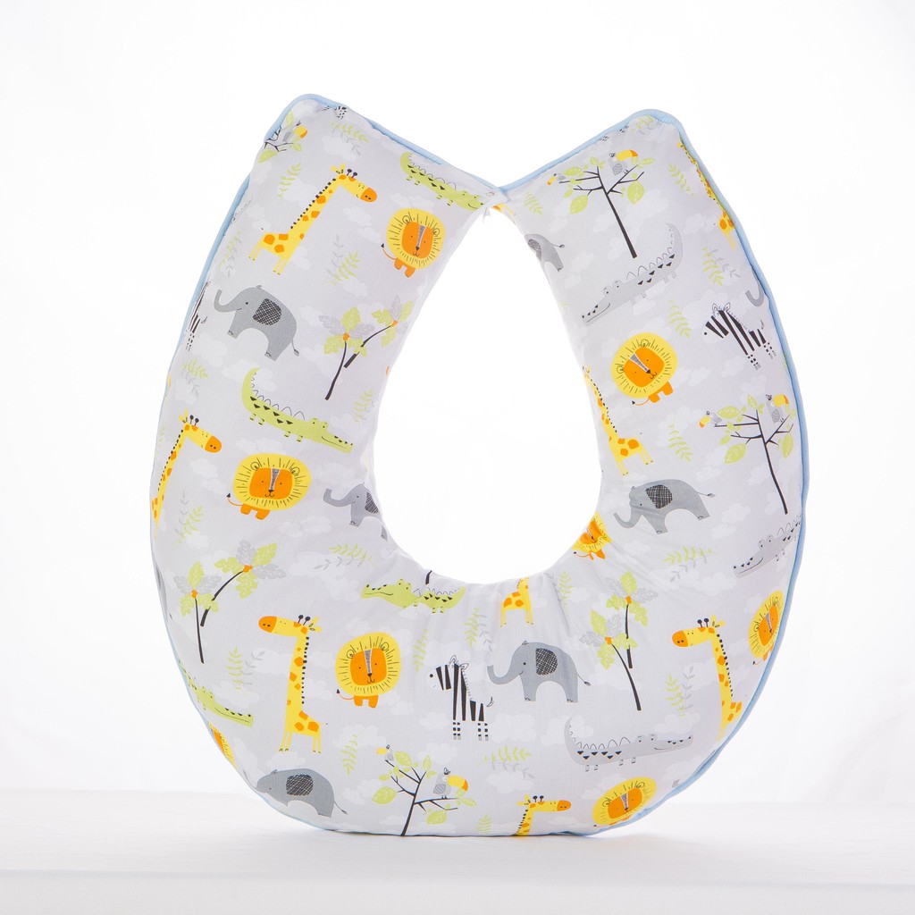 Almofada Amamentação para Bebê Safari Cinza - Azul
