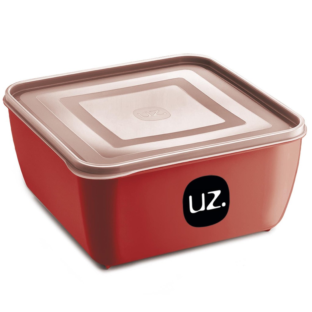 Pote Resistente 2,5 Litros UZ POTE 2,5LTS MULTIUSO QUADRADO PLASTICO VERMELHO - Uz utilidades