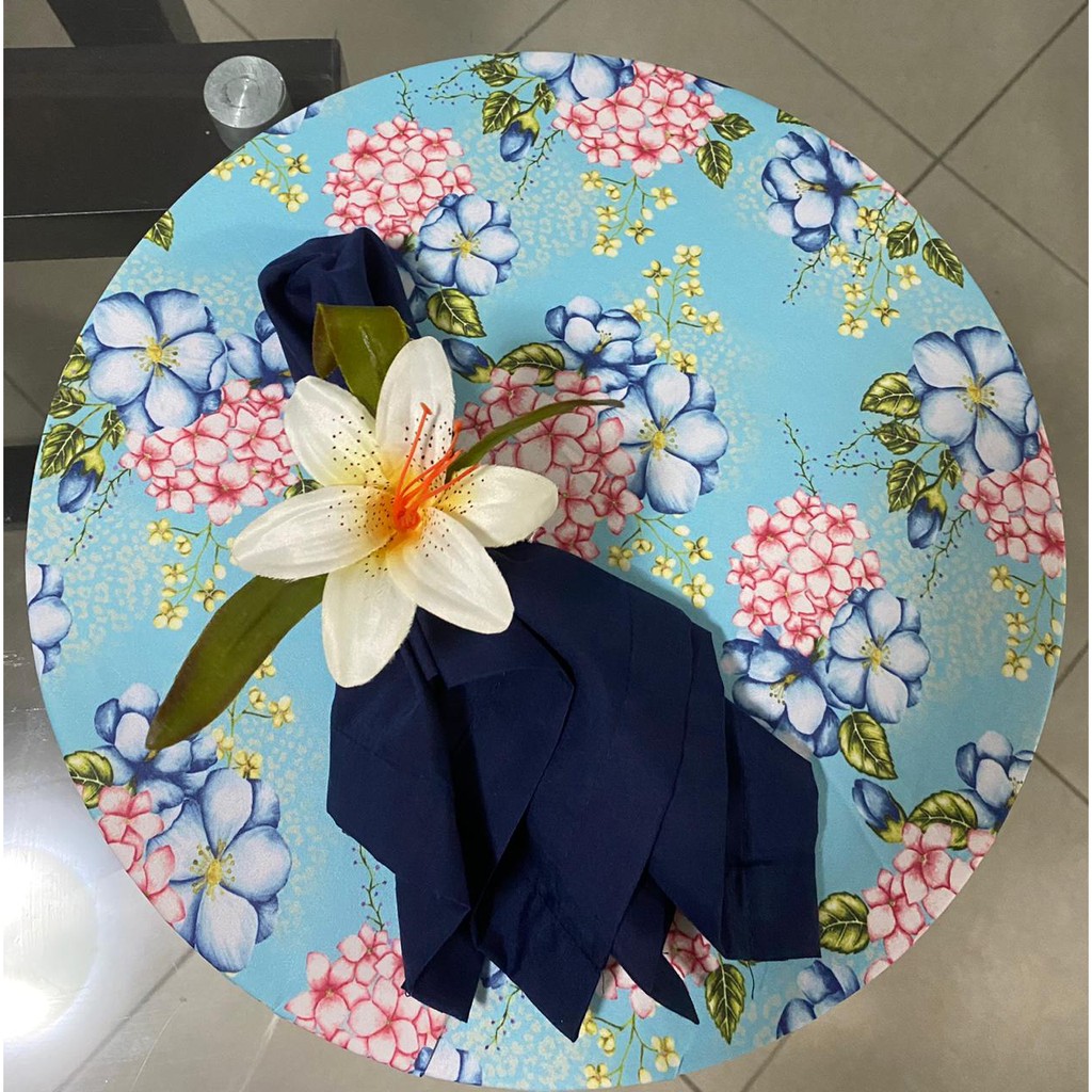 KIT COM 2 Capa de sousplat estampada floral - em azul turquesa e rosa