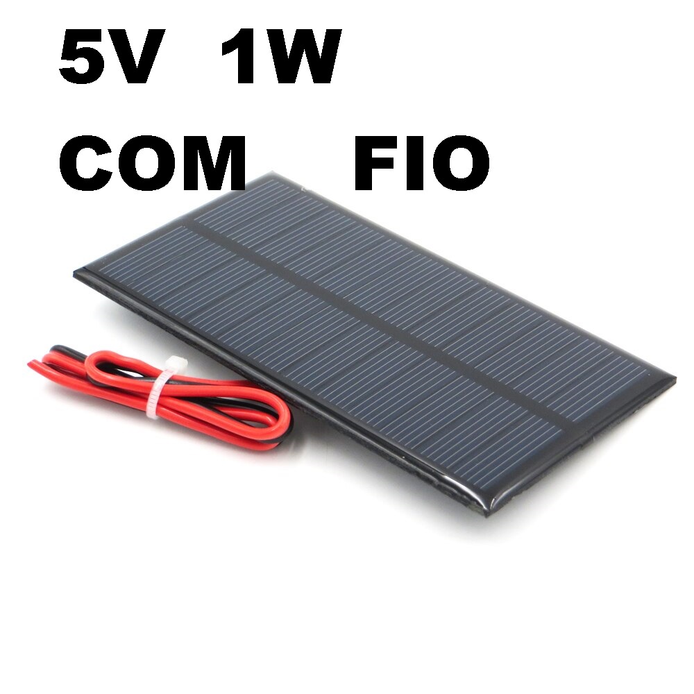 Painel Placa Com Fio Solar 5v 1w 200ma 110x69mm Mini
