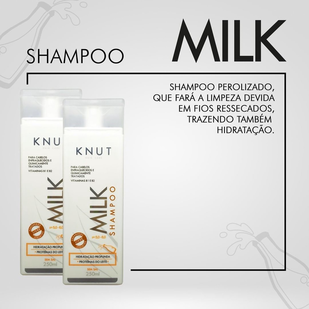 Detalhes do Kit Knut Milk Shampoo + Condicionador + Leave-in – Hidratação Profunda