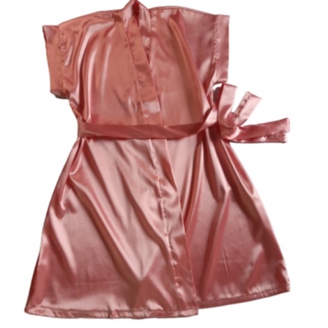 Robe roupão hobbe  feminino de cetim Rosé manga curta