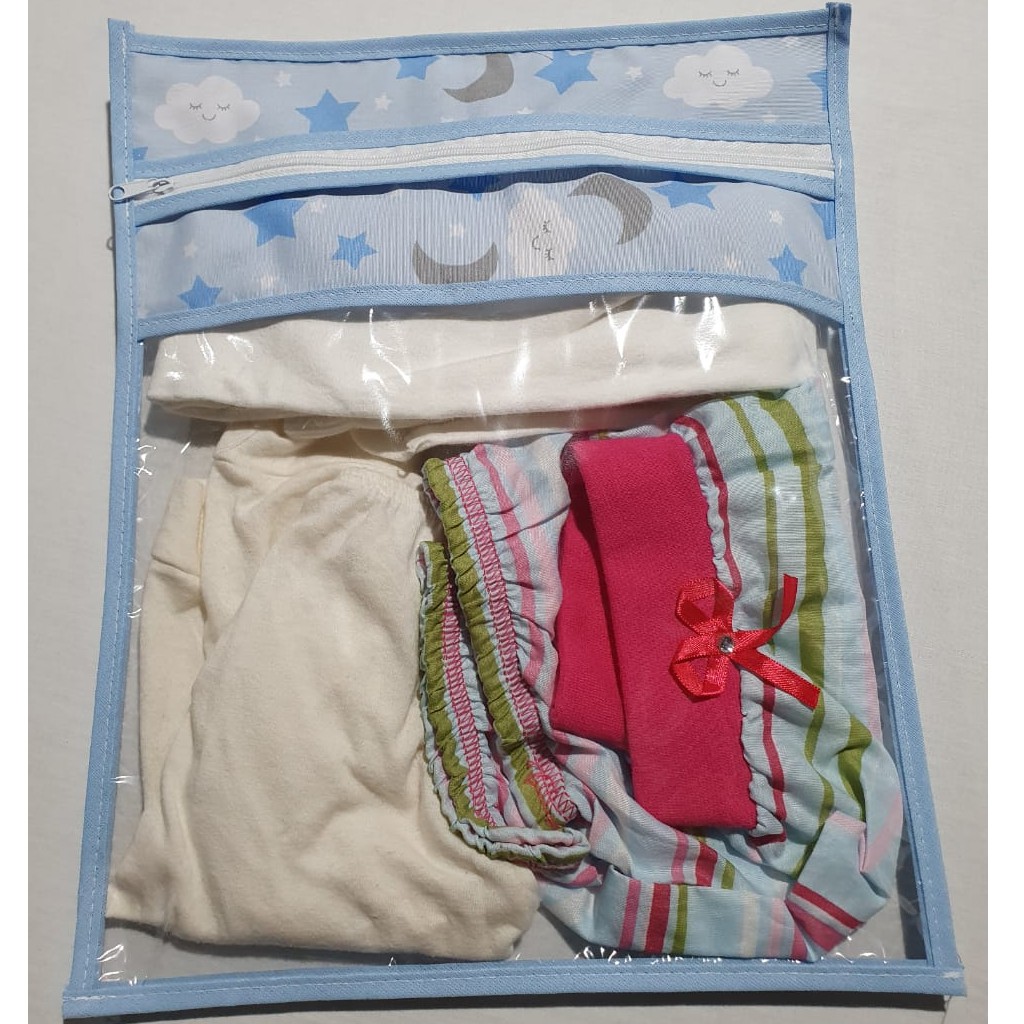 Saquinho Para Roupa de Bebê Maternidade Azul Bebe Nuvens Estrelas Lua Céu Saco para roupa de nenem Maternidade