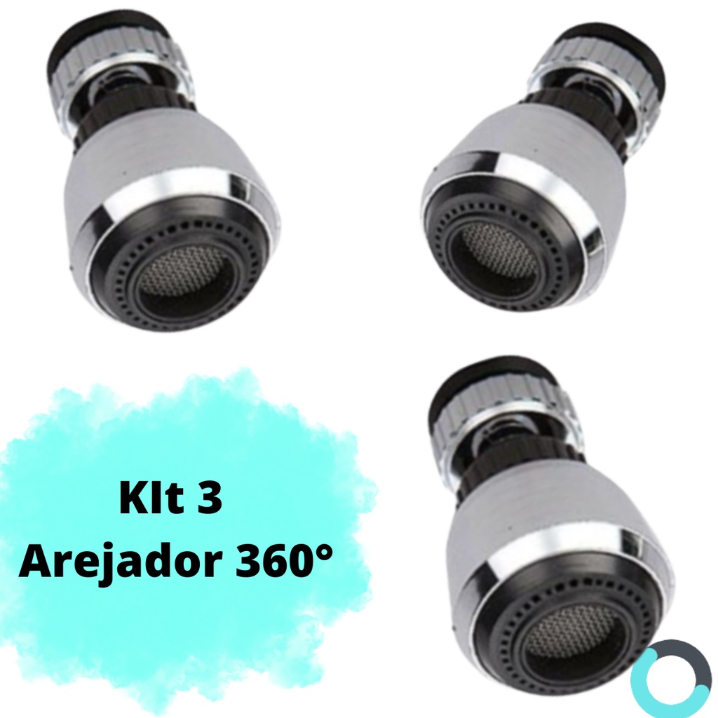 Aerador para torneira 360° com Filtro 3 Modos KIT com 3 Unid