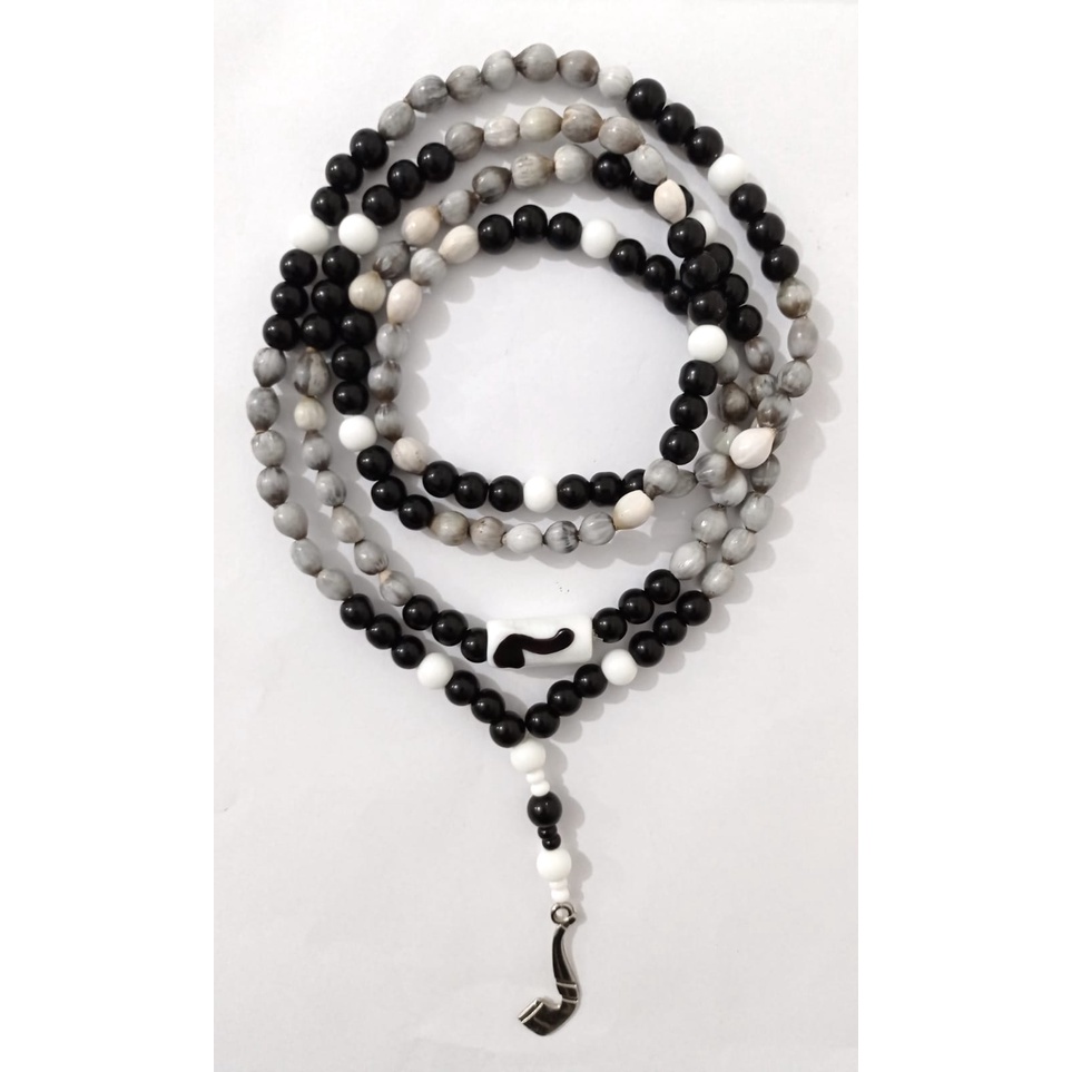 Guia Rosário Preto Velho Lágrimas de Nossa Senhora Porcelana 8 mm 60 cm Colar Umbanda