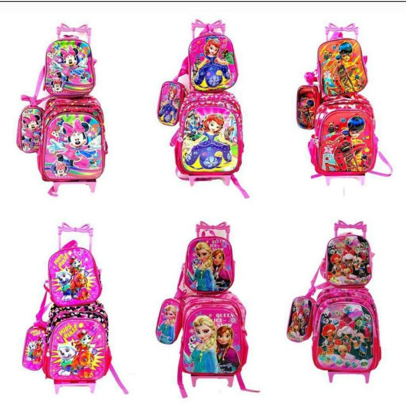 Sinis Picket princess Kit mochila escolar carrinho, lancheira, bolsinha, 3d, lisos, diversos  personagens | Shopee Brasil