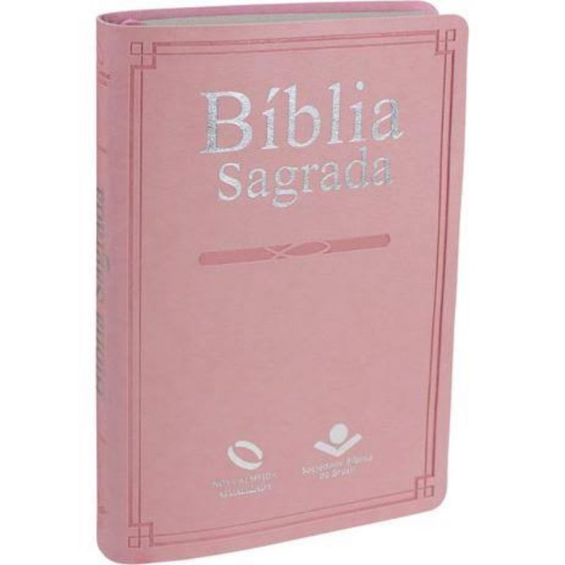 Biblia Sagrada NAA Slim | Letra Normal | Couro Sintético | Rosa Claro em Oferta na Shopee
