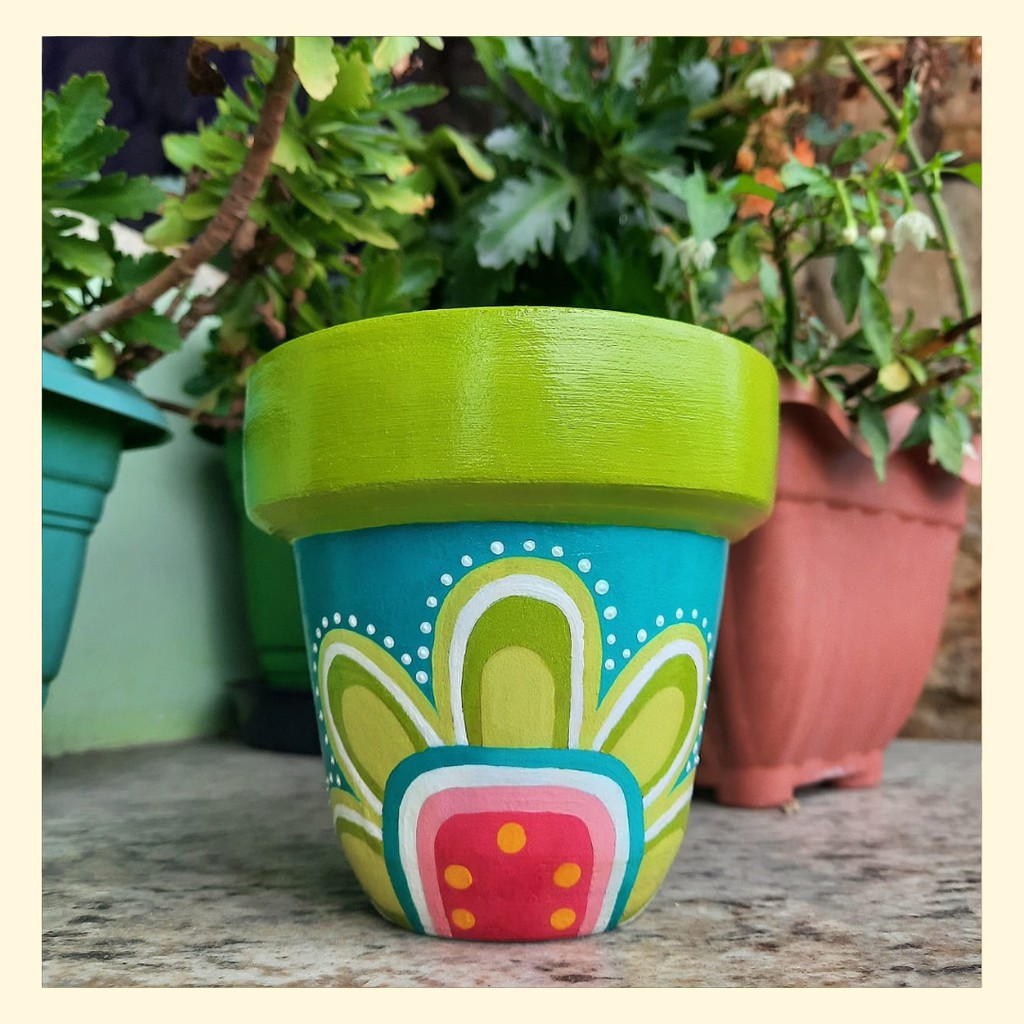 Vaso de barro personalizado - Vaso Flor