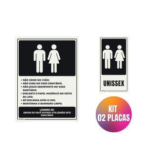 Kit Placa Sinalização Banheiro Unissex