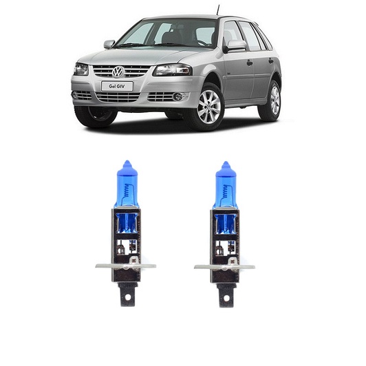 Par Lampada Super Branca Farol Alto Gol Parati Saveiro G4 2006 a 2014 8500k H1