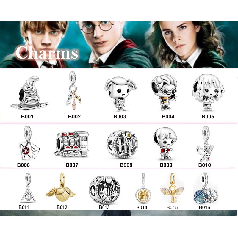 Berloques charms Sonate Prata 925 ou Banhado Prata Harry Potter - Compatível Pandora e Vivara