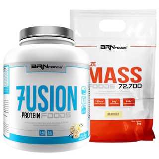 Kit Whey Protein Fusion Protein 2kg + Hipercalorico Size Mass 3kg - BRNFOODS Kit para ganho de massa muscular