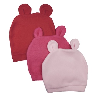 Kit 3 Touca Plush Gorro Orelhinha Inverno Bebê Rosa Menina