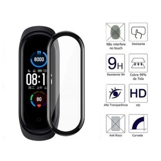 Película compatível com xiaomi mi band 4/5/6/7 com bordas pretas + Kit Aplicação