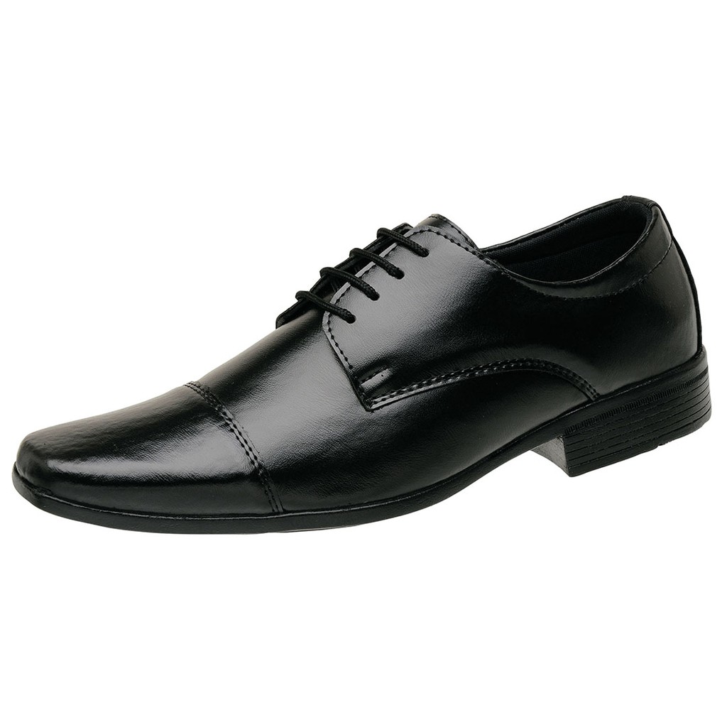 Sapato Social Masculino Com Cadarço Couro Preto Clássico Leve e Confortável Promoção Envio 24 Horas