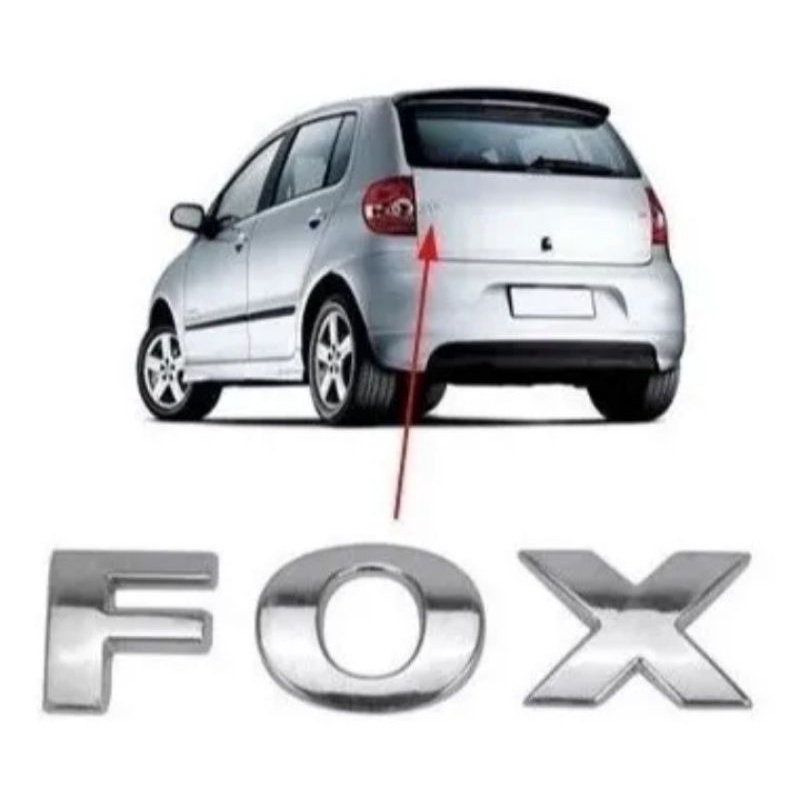 emblema letreiro Fox cromado fita 3M ano modelo 2004 até 2009 em Oferta na Shopee