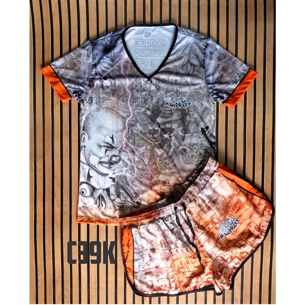 Kit Império Mandrake Cria de Quebrada Favela babylook + Short Cod39 laranja