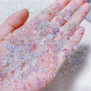 50pcs Unha Aurora Arco Fofo Borboleta Muitos Tipos Pregos De Resina Mistas Arte DIY Pequenos 3D Charme Acessórios De Decoração