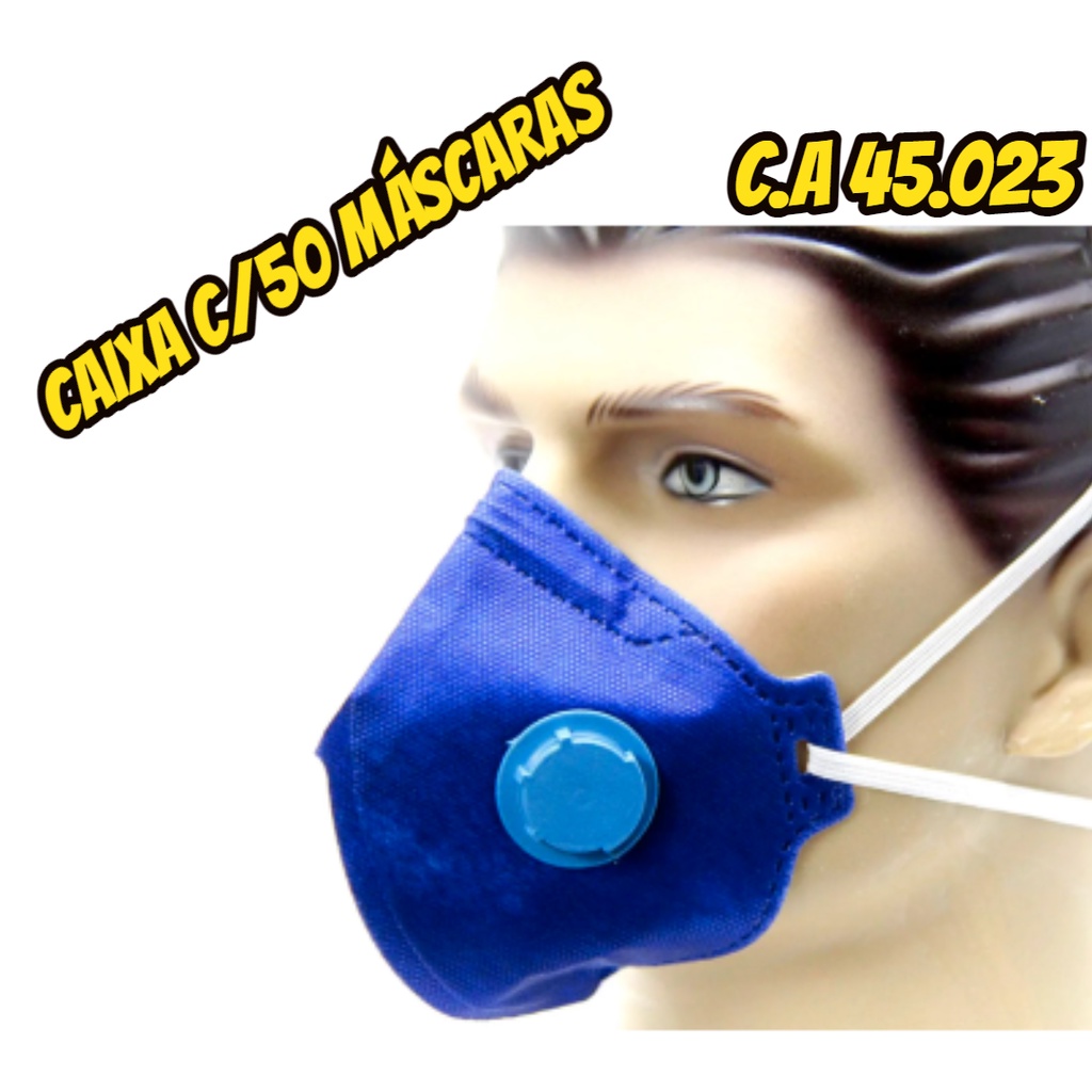 Máscara de proteção facial PFF1 com válvula Caixa c/50 em Oferta na Shopee