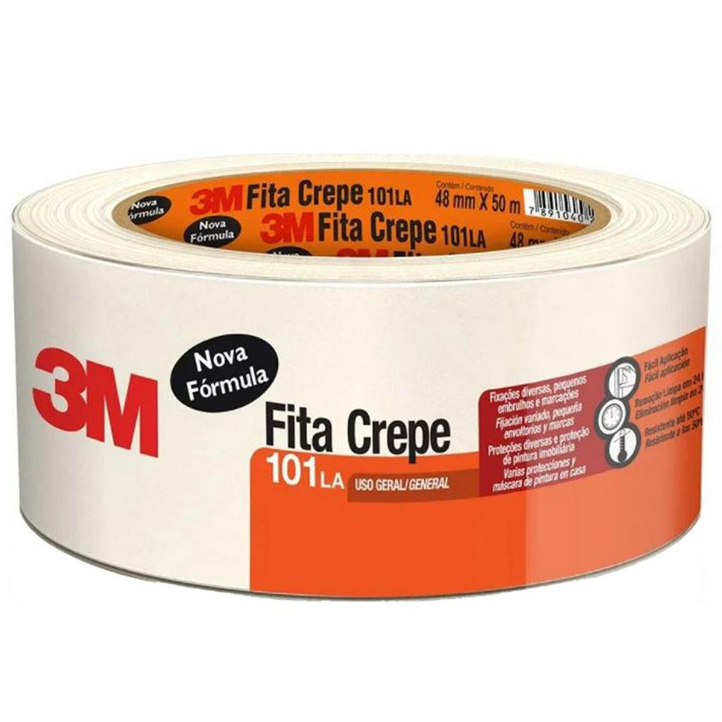 Fita Crepe 3M 50 Metros x 48mm Bege Uso Geral 101LA em Oferta na Shopee