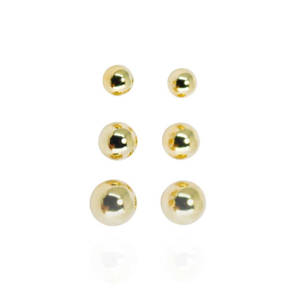 BRINCO TRIO BOLAS BANHADO A OURO 18K