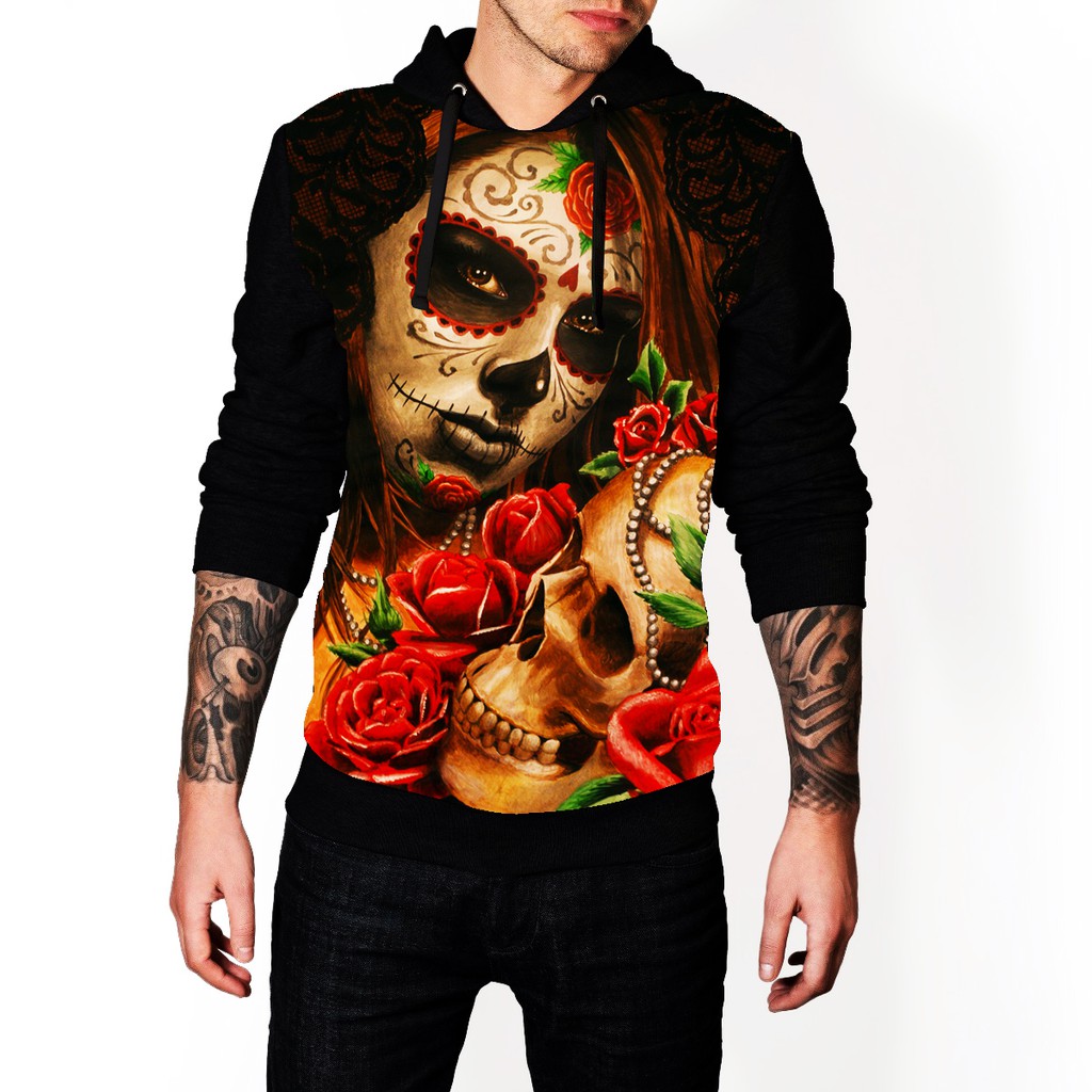 Blusa Moletom Catrina Mexicana Caveira Skull Casaco De Frio Agasalho