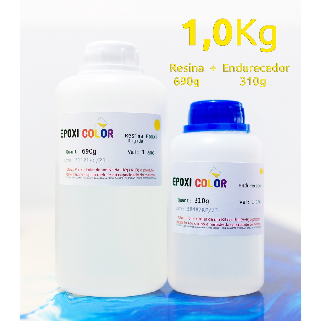 Resina Epóxi Incolor Translúcida Rígida com Endurecedor (kit 1Kg A+B) - Epoxi Color em Oferta na Shopee